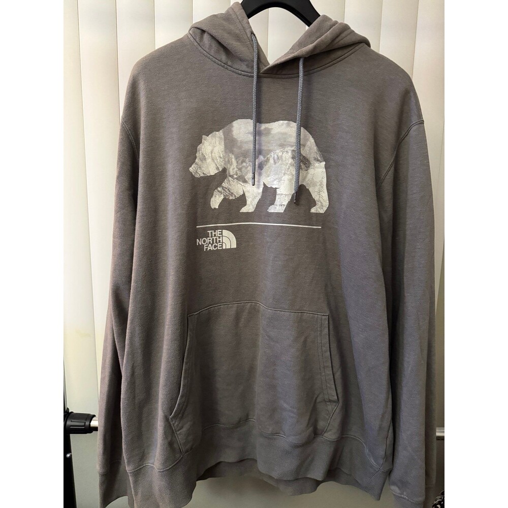Men’s The North Face Grizzly Bear Gray Graphic Hoodie Size X-Large